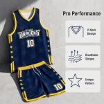 Custom Name Number Basketball Jersey Set, White Black Gold Contrast Uniform